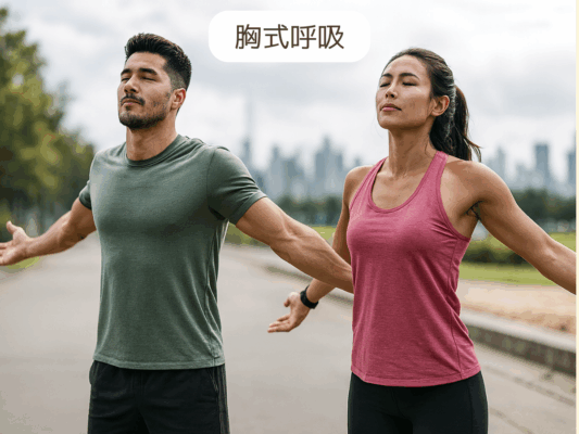 胸式呼吸のイラスト